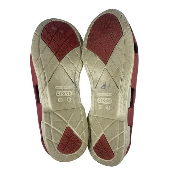 Crocs Top Sider Slip on Boat Shoes Men's 8 Non Marking, Red - Picture 9 of 9